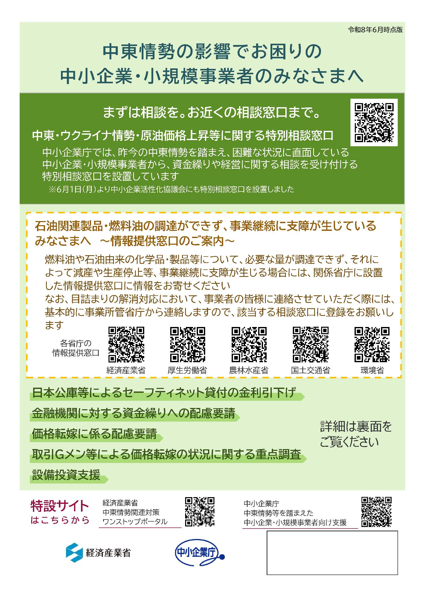 中東情勢により影響を受ける中小企業・小規模事業者向け支援策チラシ-1